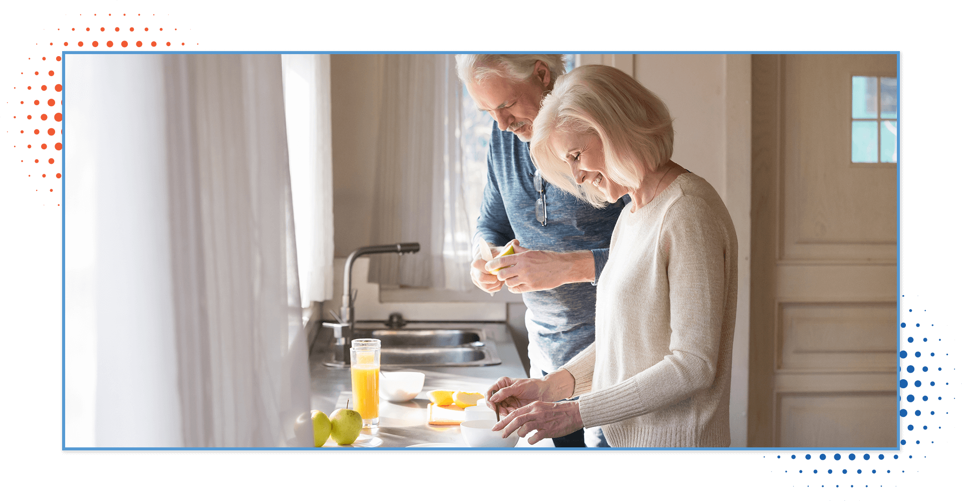 An older couple in their kitchen