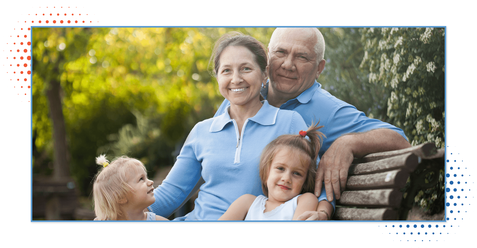 An older couple with their grandkids
