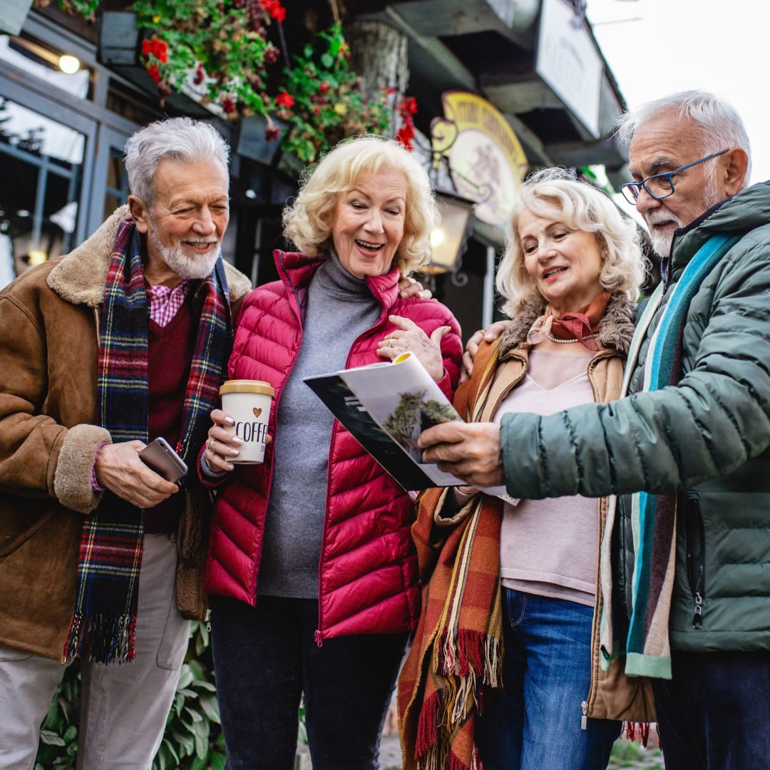 group of senior citizens traveling